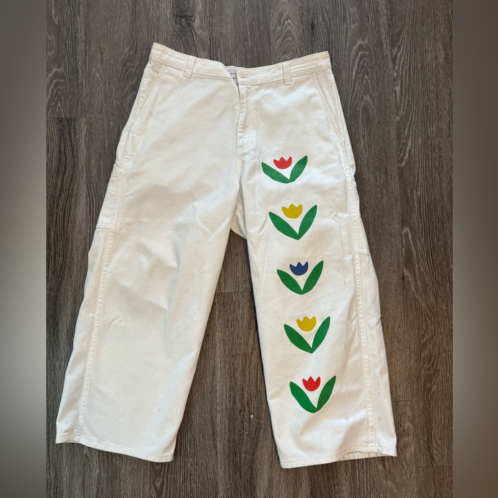 RARE Lisa Says Gah x Birthday Girl hand-painted tulip jeans